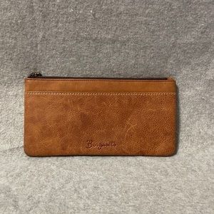 BORGASETS UNISEX SLIM ZIPPER WALLET WITH SNAP SIDE POCKET